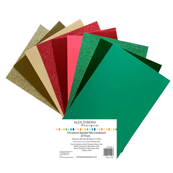 **NEW* - Alex Syberia Designs - Christmas Sparkle Mix Cardstock 27 Pack