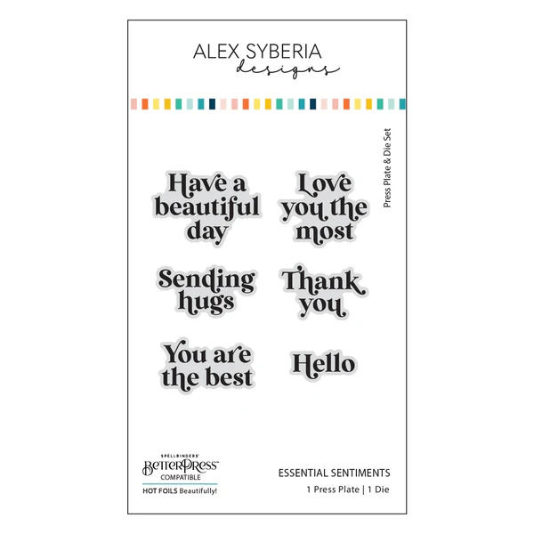 **NEW* - Alex Syberia Designs - Essential Sentiments Press Plate & Die Set