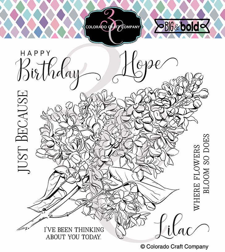 Colorado Craft Company - Big & Bold~Just Because Lilacs STAMP AND MATCHING  DIE (SB2)