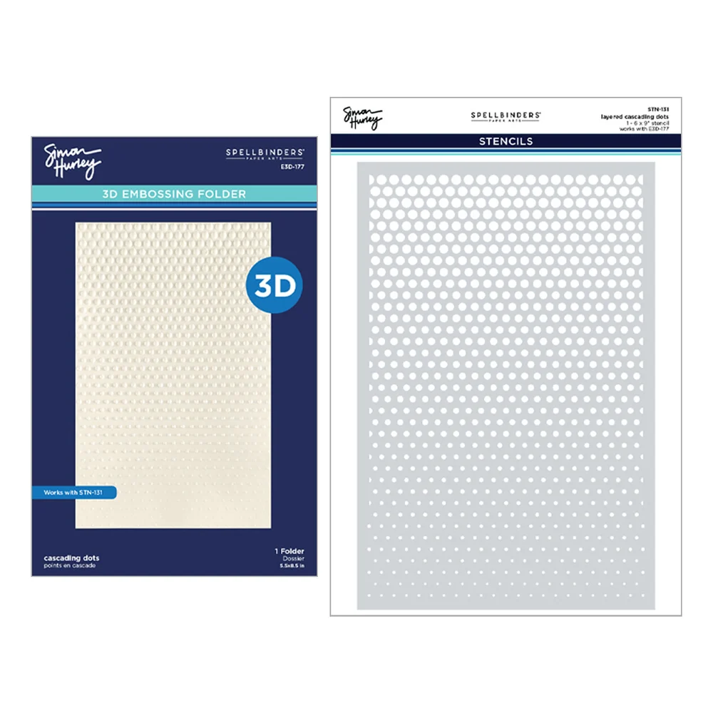 **NEW* - Spellbinders - Cascading Dots 3D Embossing Folder and Stencil Bundle by Simon Hurley