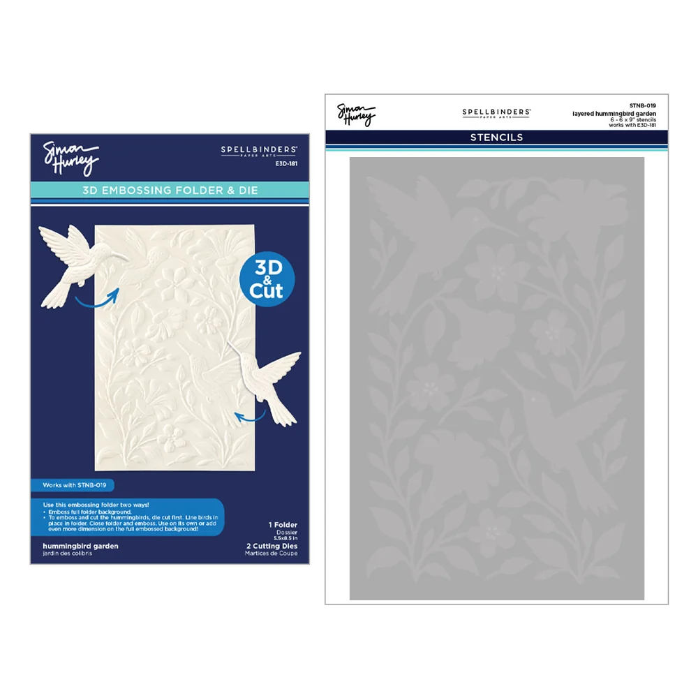 **NEW* - Spellbinders - Hummingbird Garden 3D Folder and Stencil Bundle by Simon Hurley