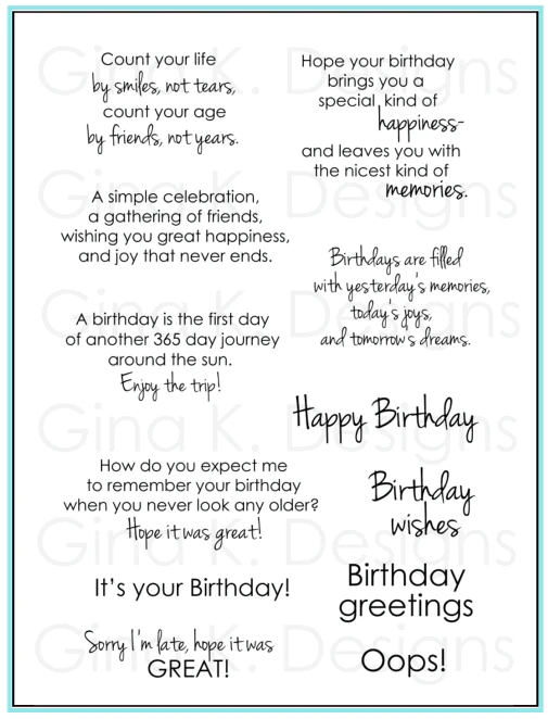 Gina K Designs - Birthday Greetings - STAMPS
