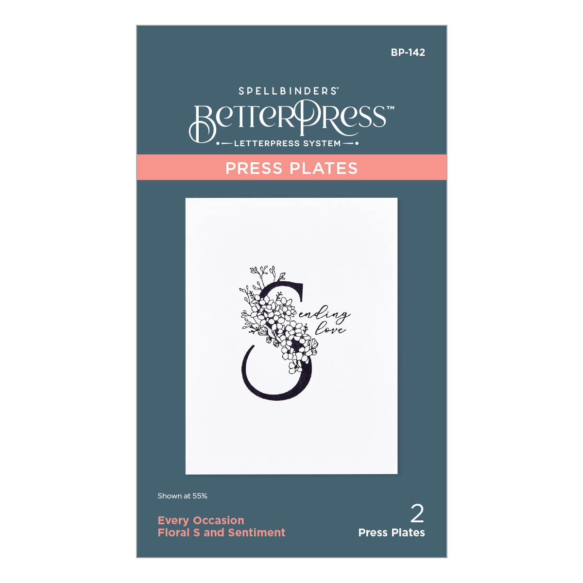 Spellbinders - Floral S and Sentiment Press Plate from the Every Occasion Floral Alphabet Collection