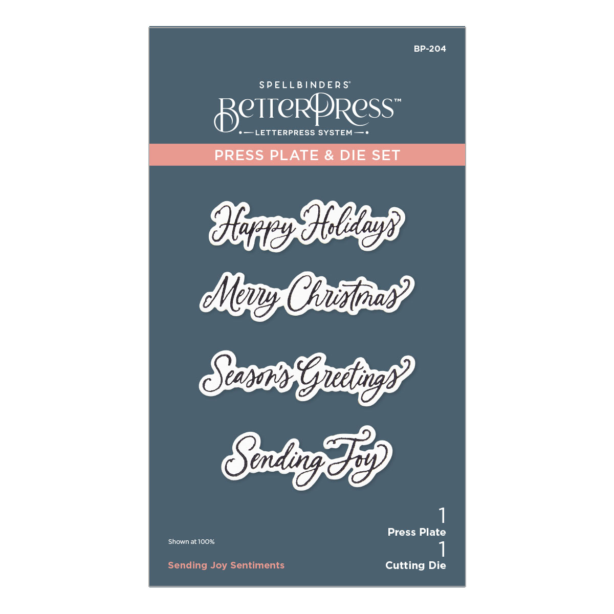 Spellbinders - Sending Joy Sentiments Press Plate & Die Set from the Home for the Holidays Collection