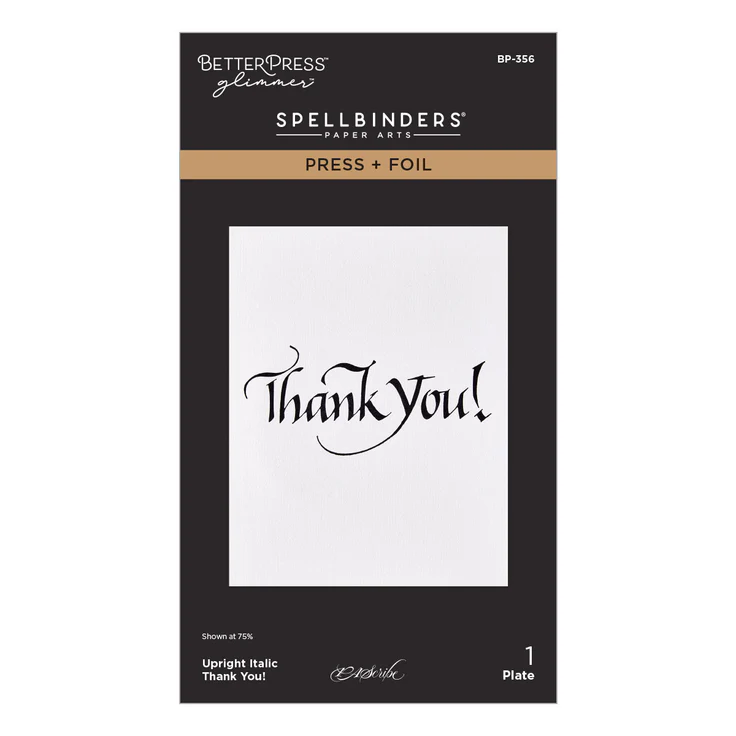 *NEW* - Spellbinders - Upright Italic Thank You! Press + Foil Plate by Paul Antonio