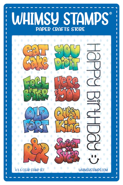 Whimsy Stamps - Sentiment Tiles - Happy Birthday Clear Stamps
