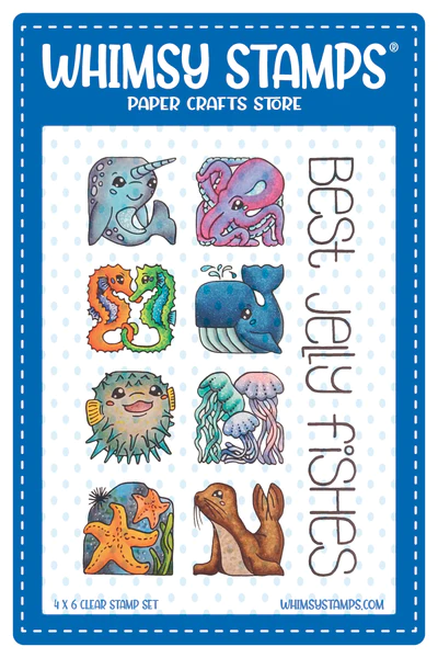 Whimsy Stamps - Ocean Tiles - Best Fishes Clear Stamps