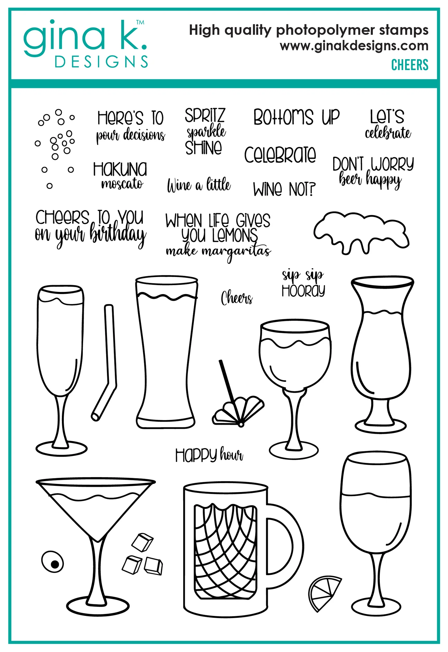 Gina K Designs - Cheers - STAMPS