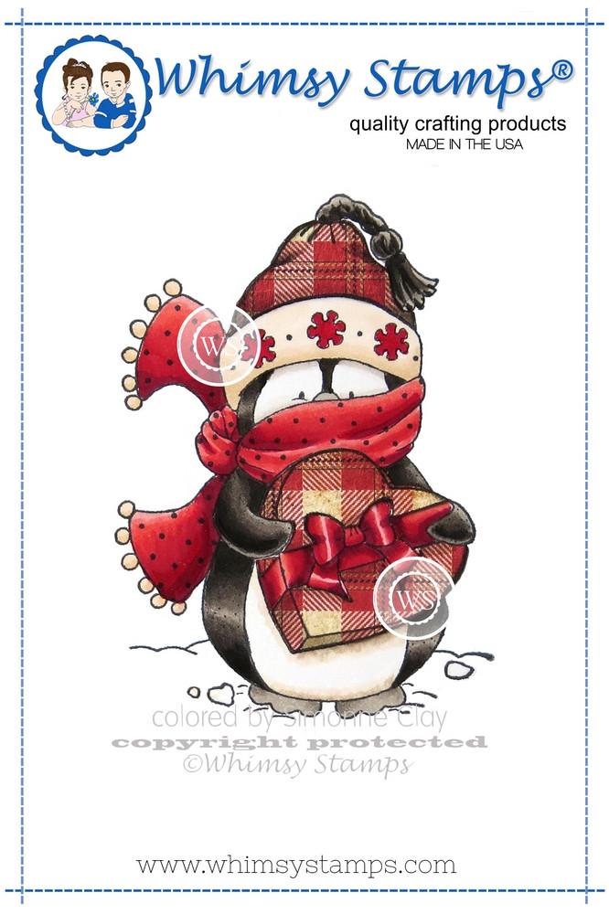 Whimsy Stamps - Penguin Chocolate Surprise Rubber Cling Stamp