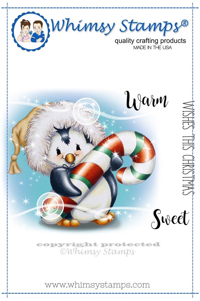 Whimsy Stamps - Penguin Candy Cane