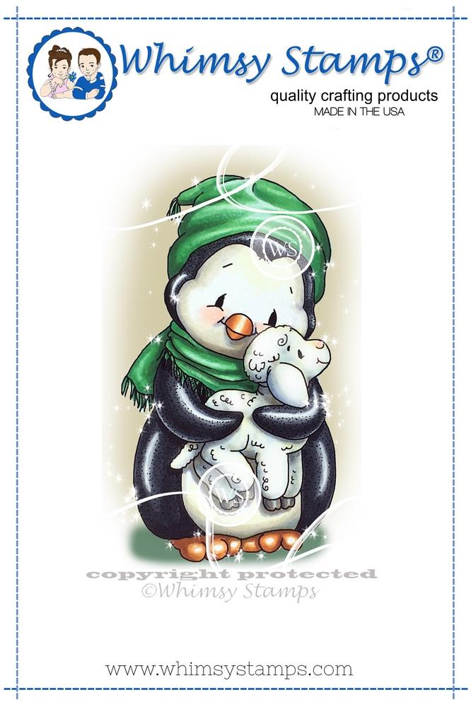 Whimsy Stamps - Penguin Cuddles Lamb