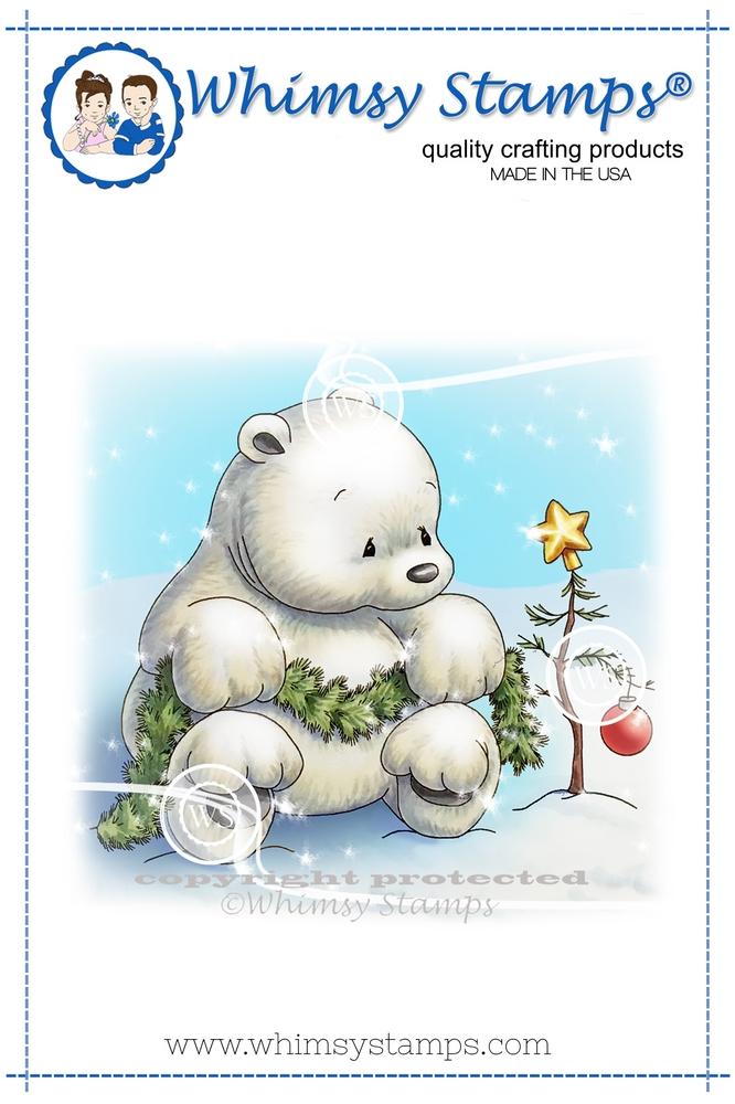 Whimsy Stamps - Polar Bear's Christmas Tree Rubber Cling Stamp