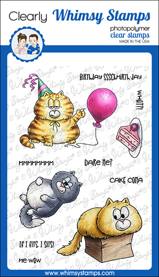 Whimsy Stamps - Me-Wow Cat Birthday Clear Stamps