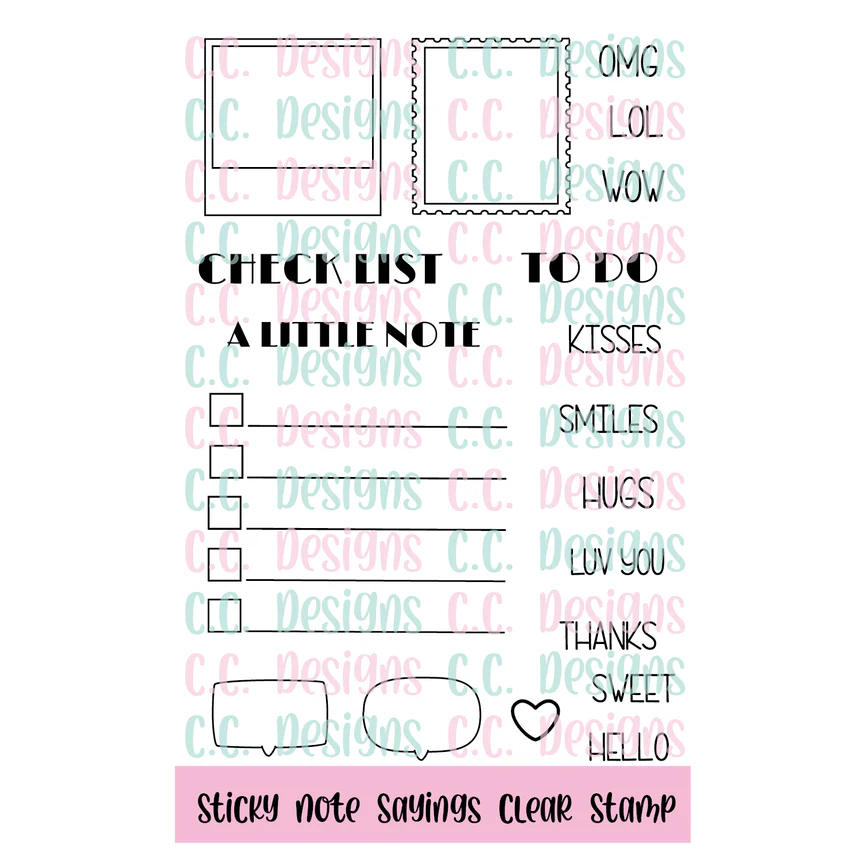 **NEW* - CC Designs - Sticky Notes Sayings Clear Stamp Set