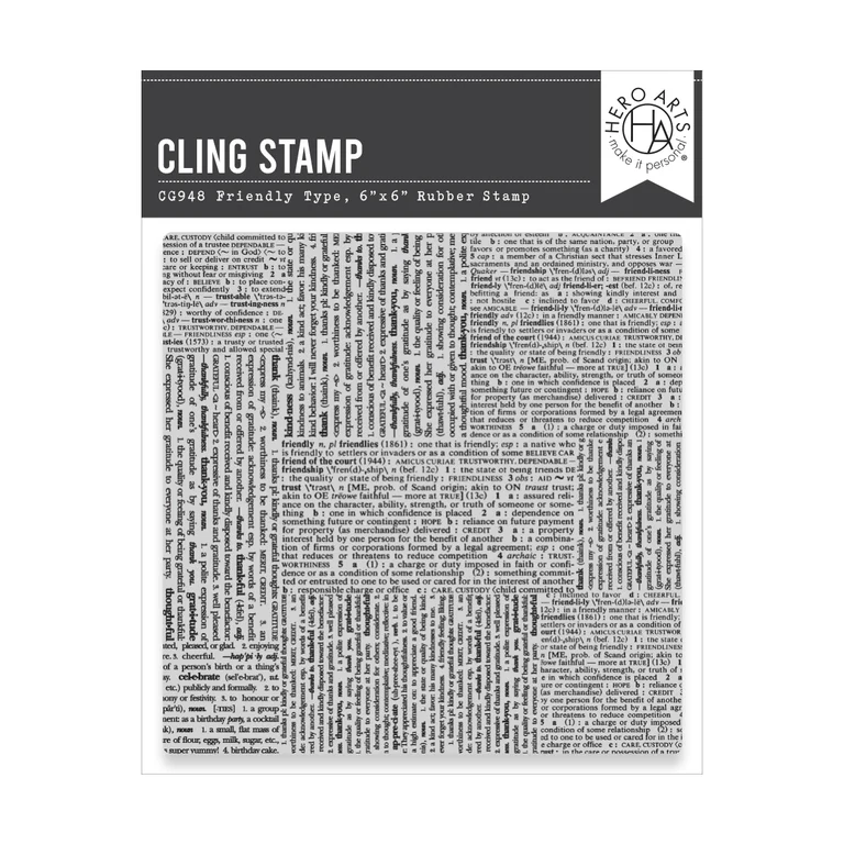 **NEW* - Spellbinders - Hero Arts Friendly Type Cling Stamp