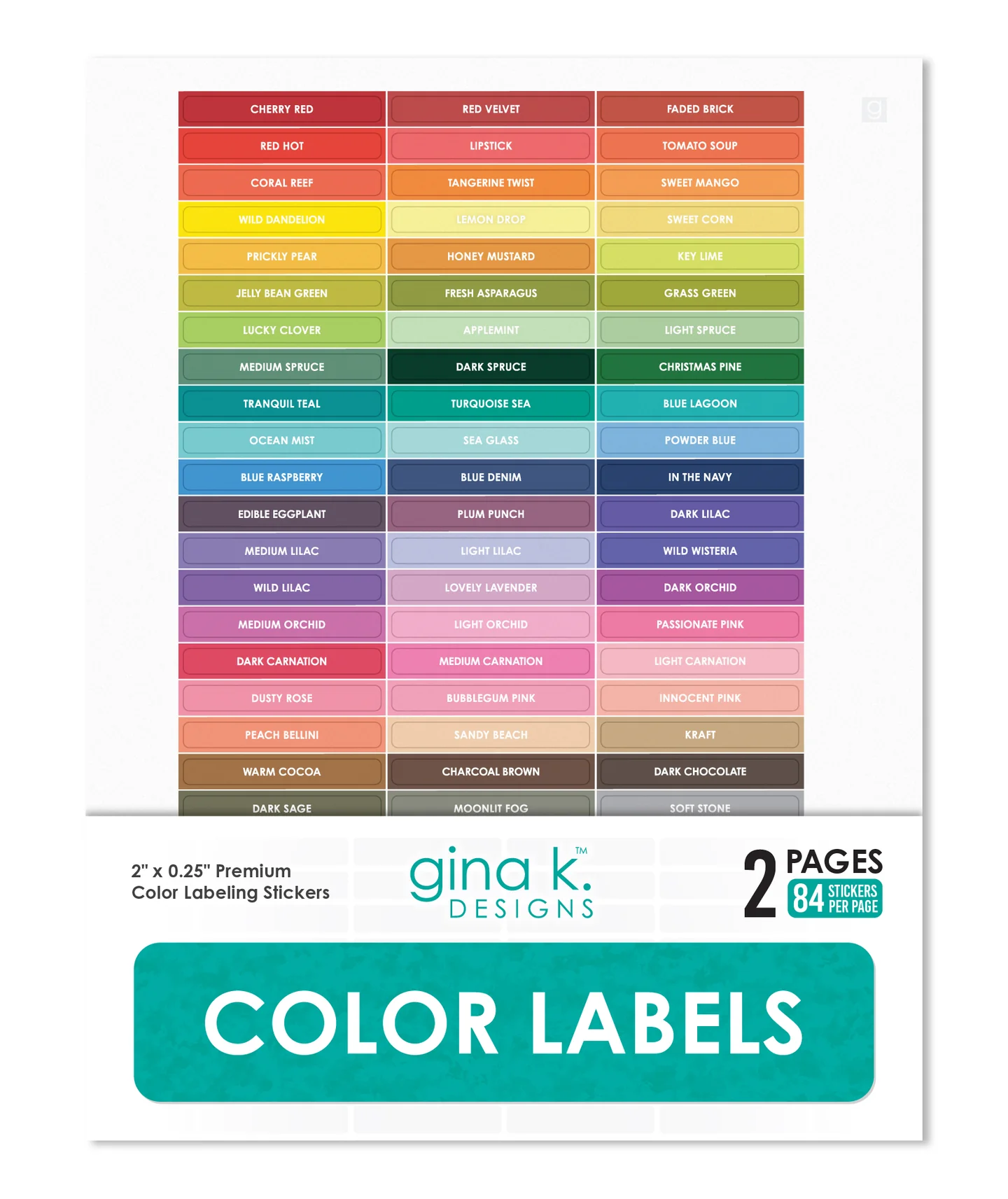 Gina K Designs - Color Labels for Ink Pads, Ink Cubes and Card Stock - STORAGE