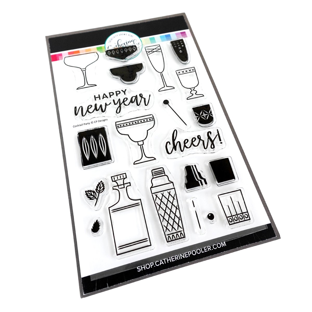 Catherine Pooler - Cocktail Party Stamp Set WITH MATCHING DIE (SO)