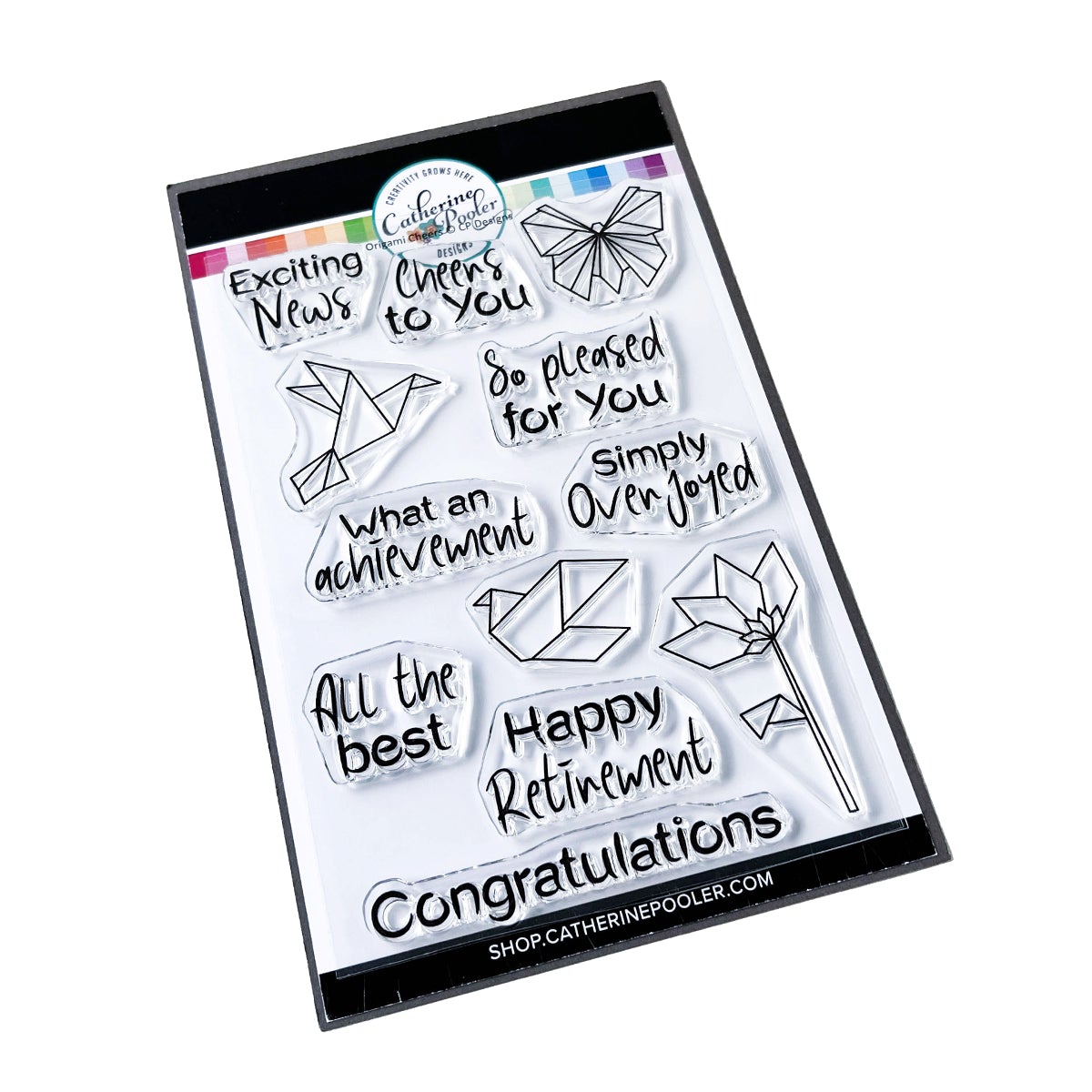 Catherine Pooler - Origami Cheers Sentiments Stamp Set