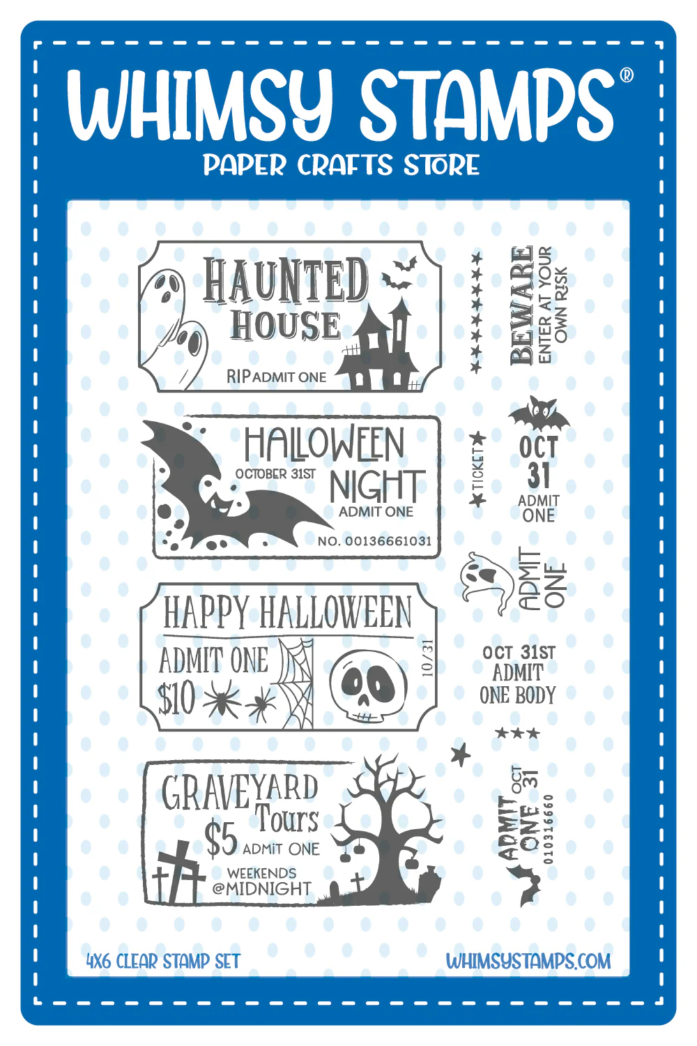 Whimsy Stamps - Terrific Halloween Tickets Clear Stamps