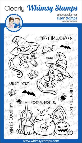 Whimsy Stamps - Hocus Pocus Kittens Clear Stamps