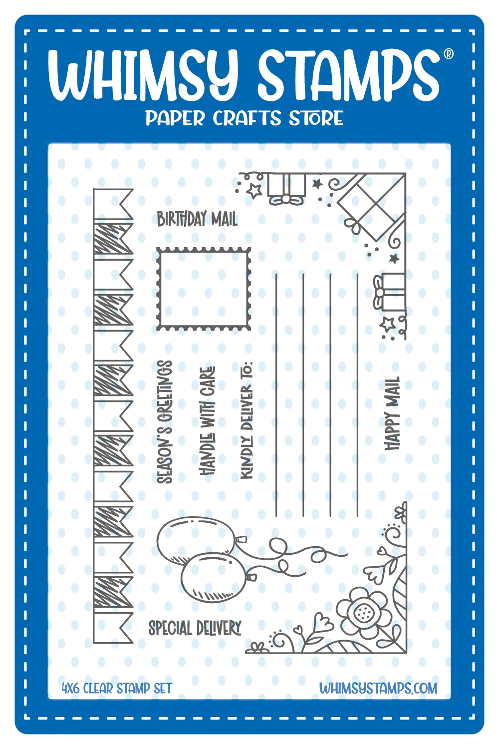 **NEW* - Whimsy Stamps - Mail Mates Celebrate Clear Stamps