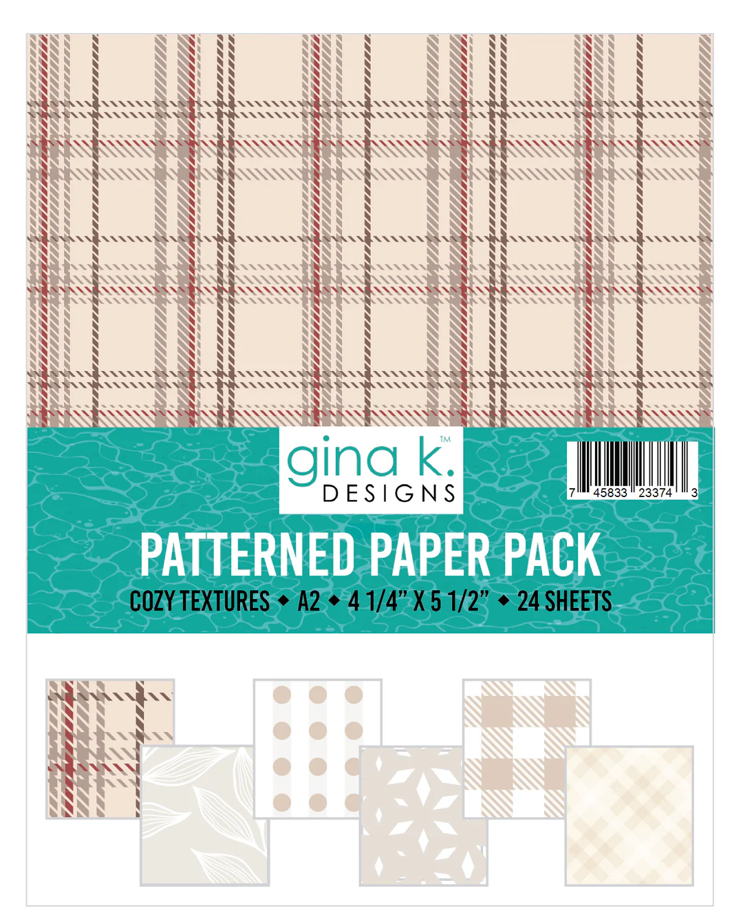 Gina K Designs - Cozy Textures A2 Size Patterned Paper Pack - PATTERNED PAPER