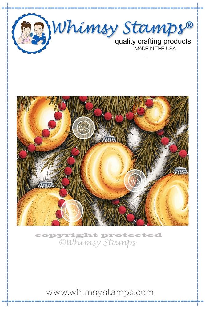Whimsy Stamps - Ornaments Background Rubber Cling Stamp