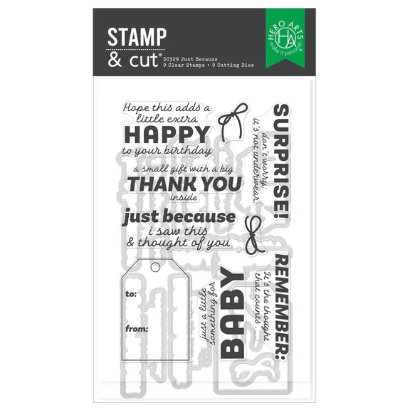 Spellbinders - Hero Arts Just Because Stamp & Cut Set from the Best Gift Ever Collection