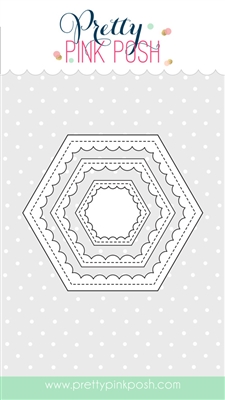 Pretty Pink Posh - Scallop Hexagons dies