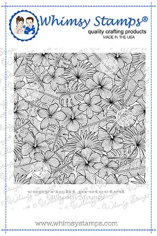 Whimsy Stamps - Tropical Floral Background Rubber Cling Stamp