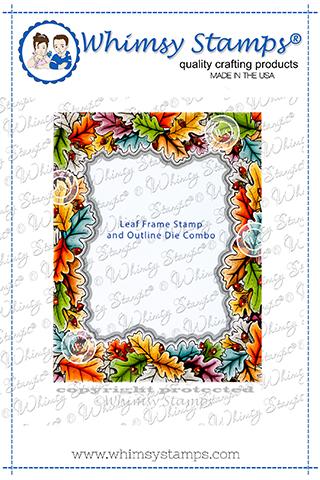 Whimsy Stamps - Leaf Frame Rubber Cling Stamp and Die Combo