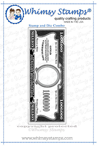 Whimsy Stamps - A Million Dollars Rubber Cling Stamp and Die Combo