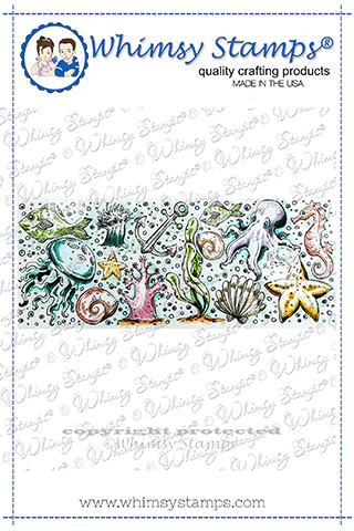 Whimsy Stamps - Ocean Fest Background Rubber Cling Stamp