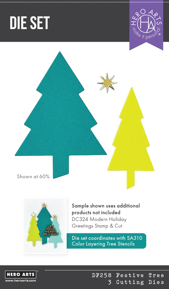 Spellbinders - Hero Arts Festive Tree Die Etched Dies from the Very Merry Collection (SO)