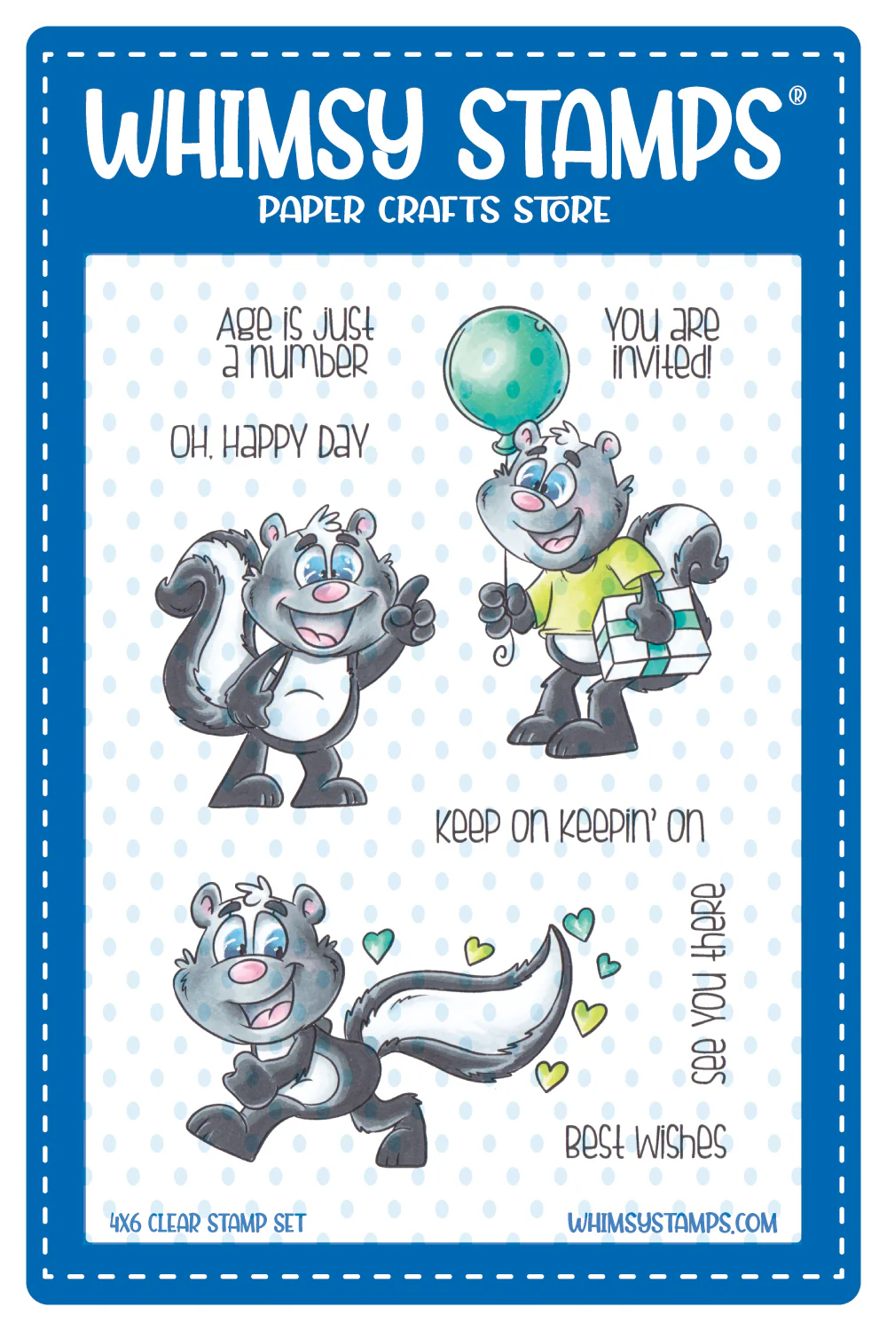 Whimsy Stamps - Skunks Happy Day Clear Stamps
