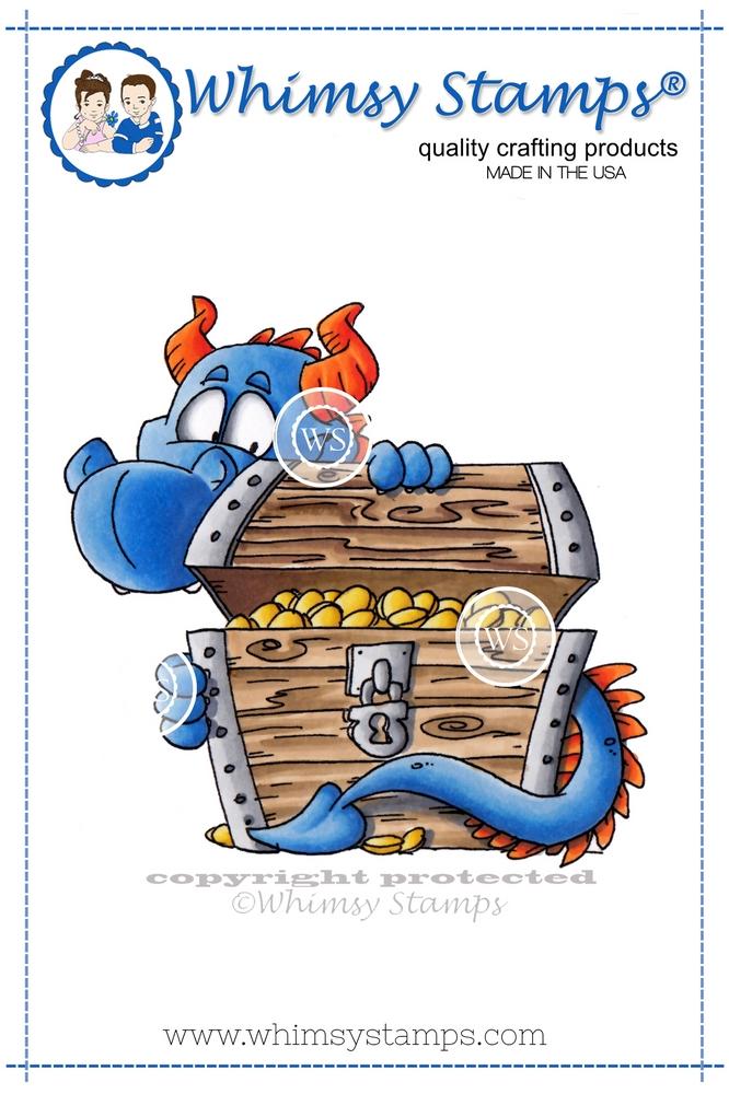 Whimsy Stamps - Peeking Dragon Rubber Cling Stamp