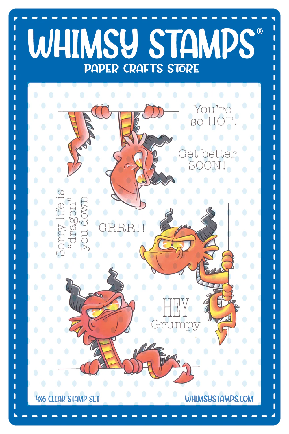 Whimsy Stamps - Grumpy Dragons Clear Stamps