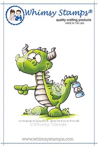 Whimsy Stamps - Dragon Pull My Finger Rubber Cling Stamp