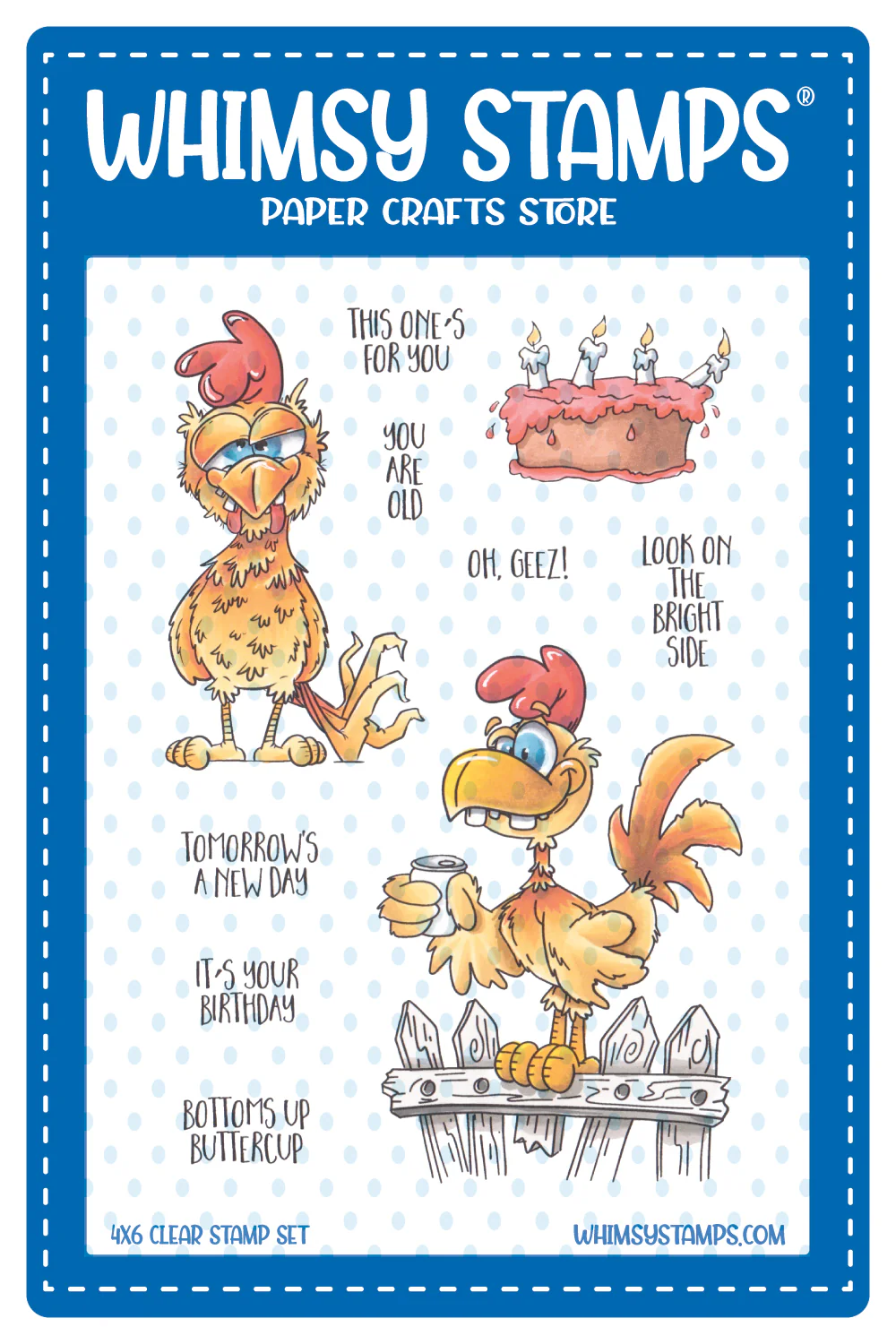 Whimsy Stamps - Rooster Birthday Clear Stamps