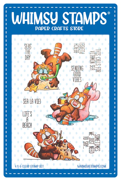 Whimsy Stamps - Red Panda Beach Clear Stamps (8)