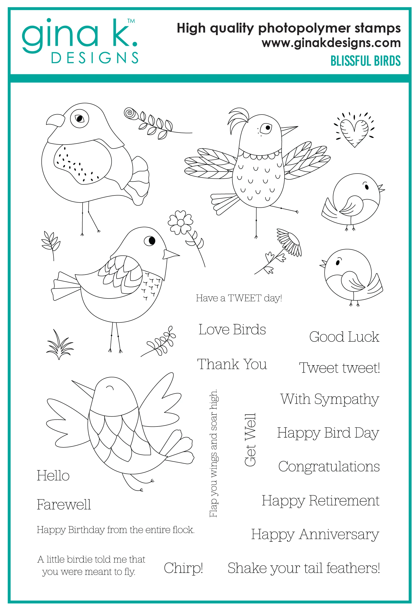 Gina K Designs - Blissful Birds - STAMPS