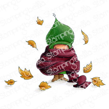 Stamping Bella - BUNDLE GIRL IN A PILE OF LEAVES RUBBER STAMP