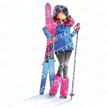 Stamping Bella - CURVY GIRL LOVES TO SKI RUBBER STAMP
