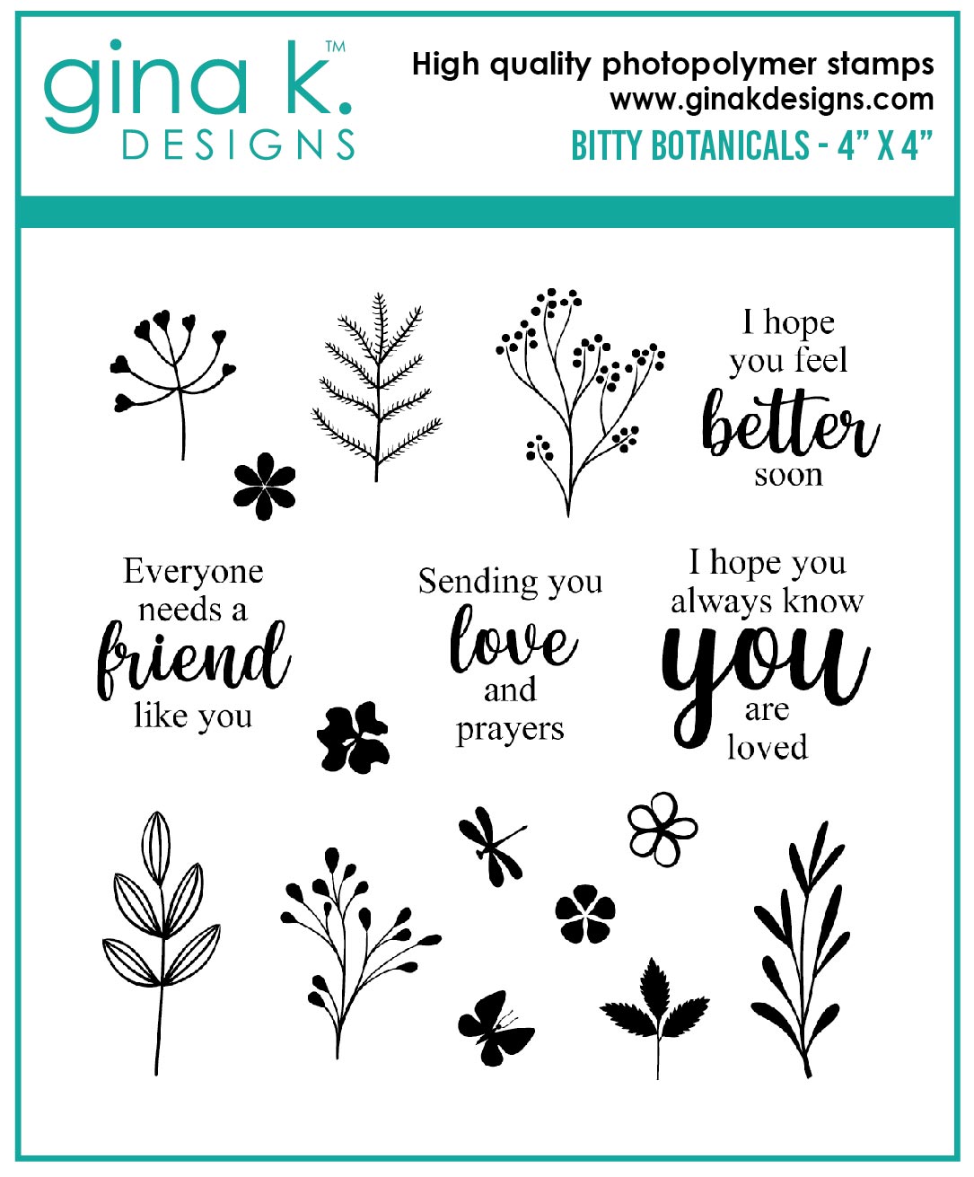 Gina K Designs - Bitty Botanicals MINI - STAMPS