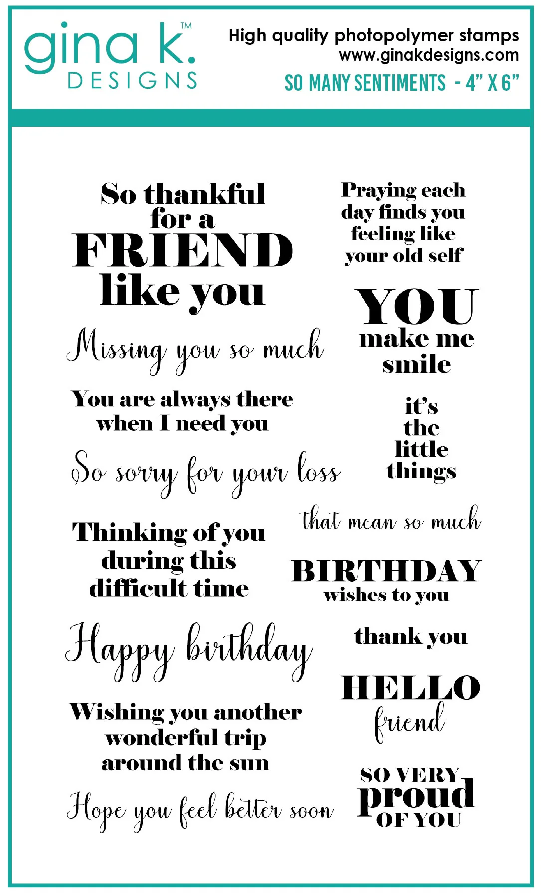 Gina K Designs - So Many Sentiments - STAMPS