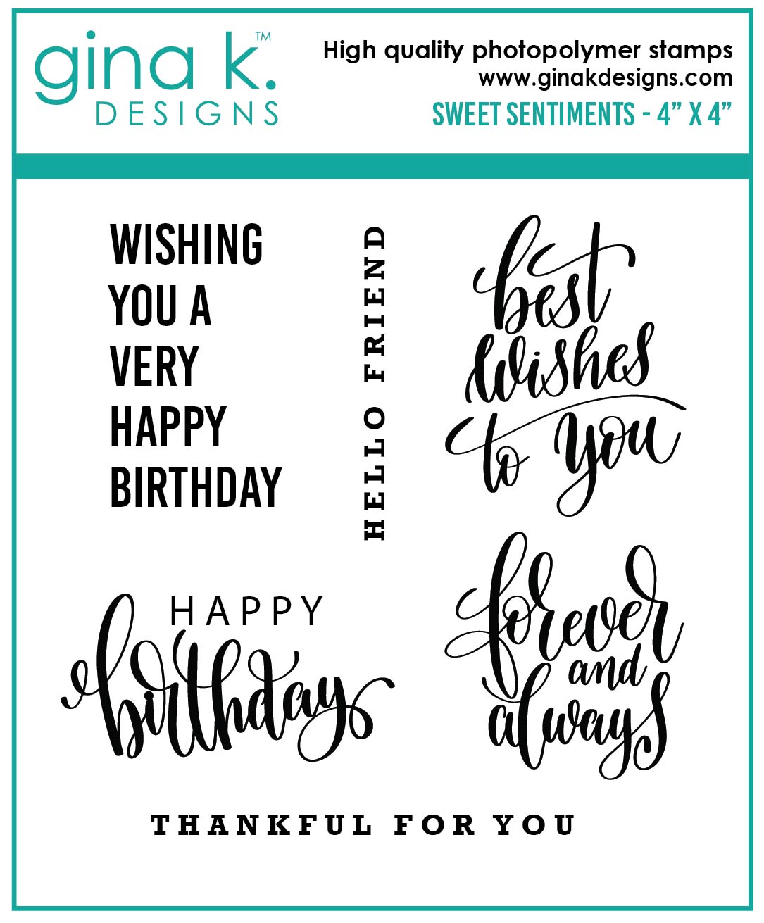 Gina K Designs - Sweet Sentiments - STAMPS