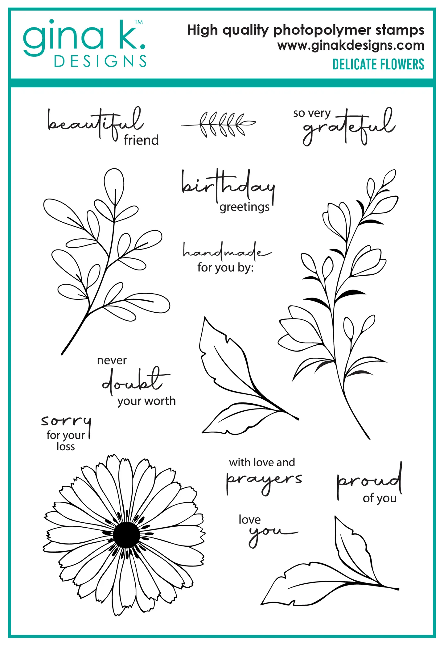 Gina K Designs - Delicate Flowers - STAMPS
