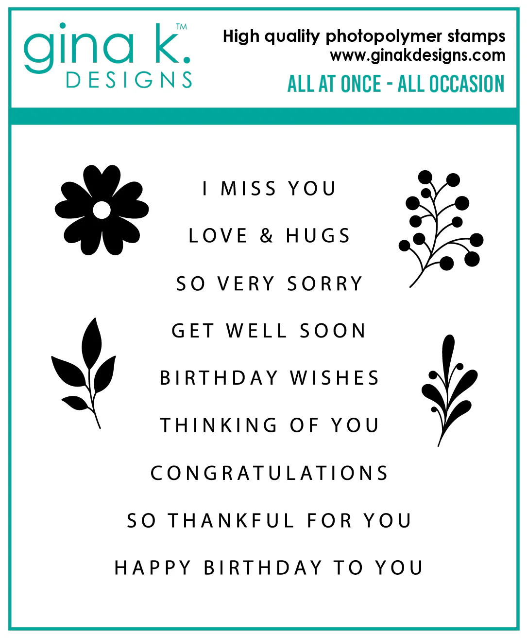 Gina K Designs - All at Once- All Occasion - STAMPS