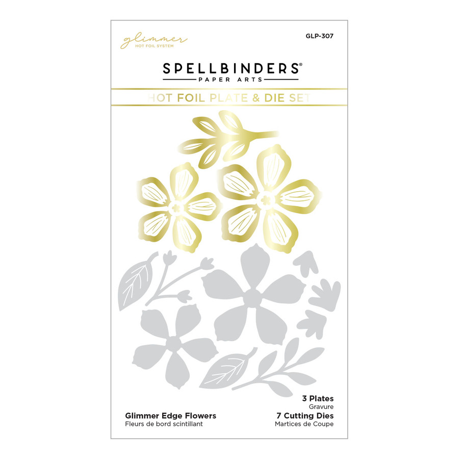 Spellbinders - Glimmer Edge Flowers Glimmer Hot Foil Plate & Die Set from Spring into Glimmer Collection