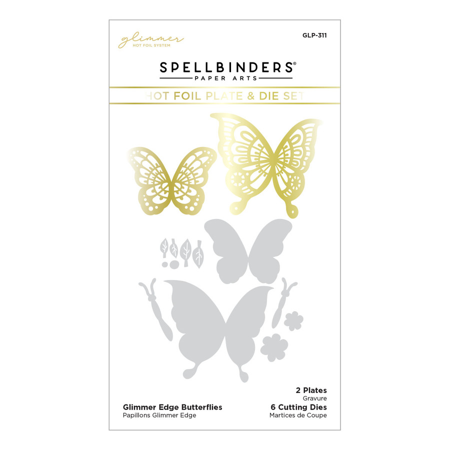 Spellbinders - Glimmer Edge Butterflies Glimmer Hot Foil Plate & Die Set from Spring into Glimmer Collection